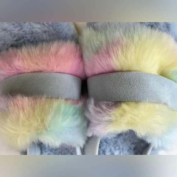Kookaburra By UGG Colorful Faux Fur Platform Sandals Slippers Size 9 - Picture 4 of 12